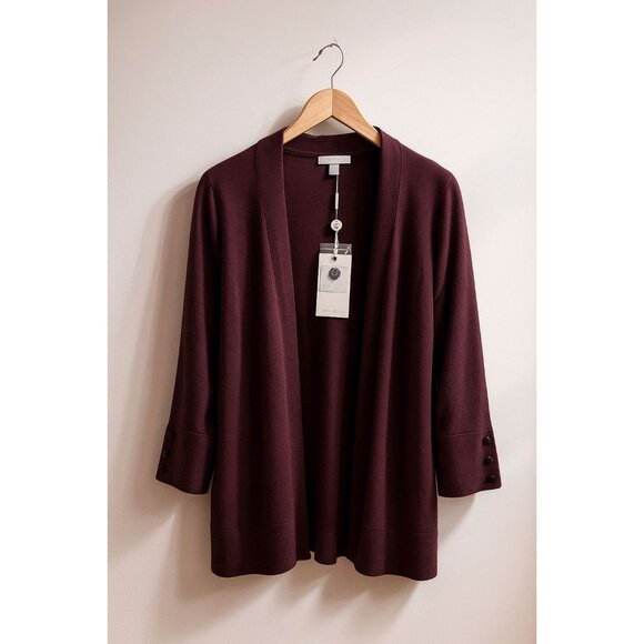 Stitch Fix X Evolution Open Cardigan Sweater Womens M Burgundy Ancho Chili - Picture 1 of 16